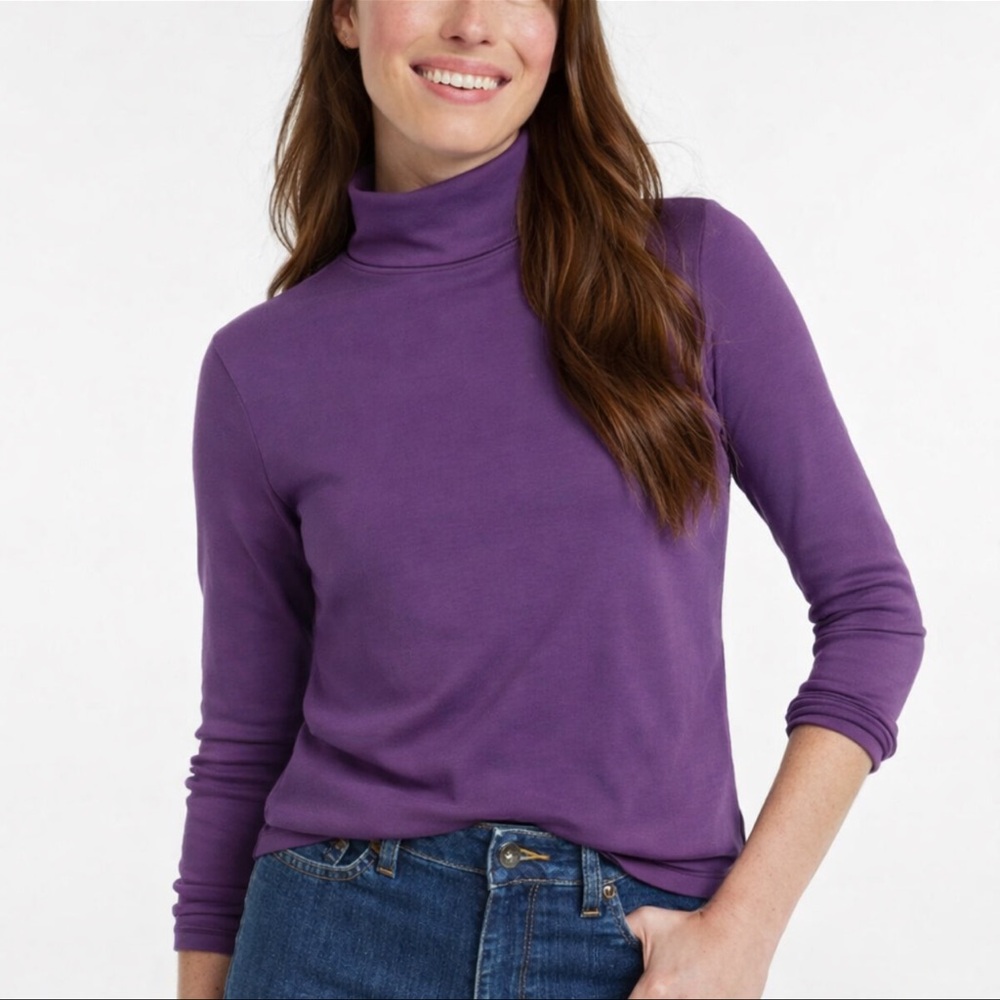 L.L.Bean‎ Turtleneck Long‑Sleeve Top – Size Medium Petite | 100% Cotton |  Cozy